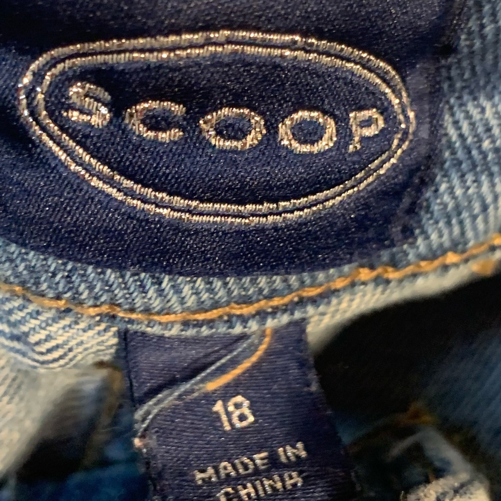 Scoop Wide Leg Mid Wash Blue Denim Jeans with Denim Belt. EC SZ 18. Raw Hem - Picture 3 of 5